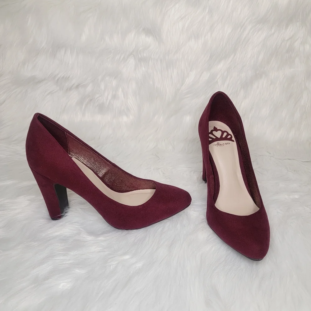 Fergalicious by Fergie burgundy suede heels. - Picture 4 of 8